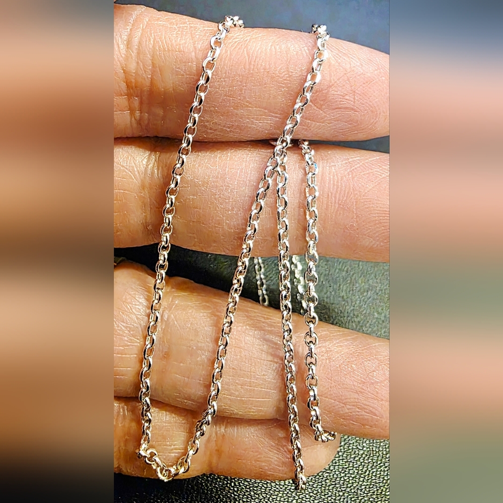 💛18k White Gold Rolo Chain